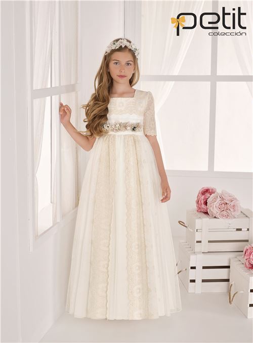 803 VESTIDO COMUNION TUL BORDADO