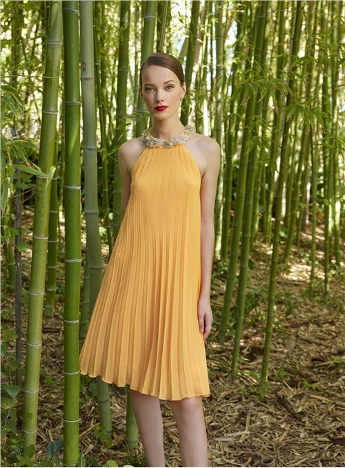 50506 VESTIDO MINI PLISADO PEDRERIA