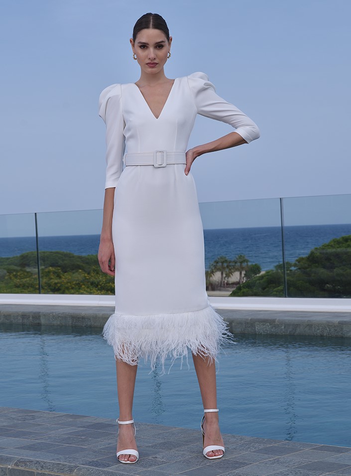 283B VESTIDO BIELASTICO PLUMAS